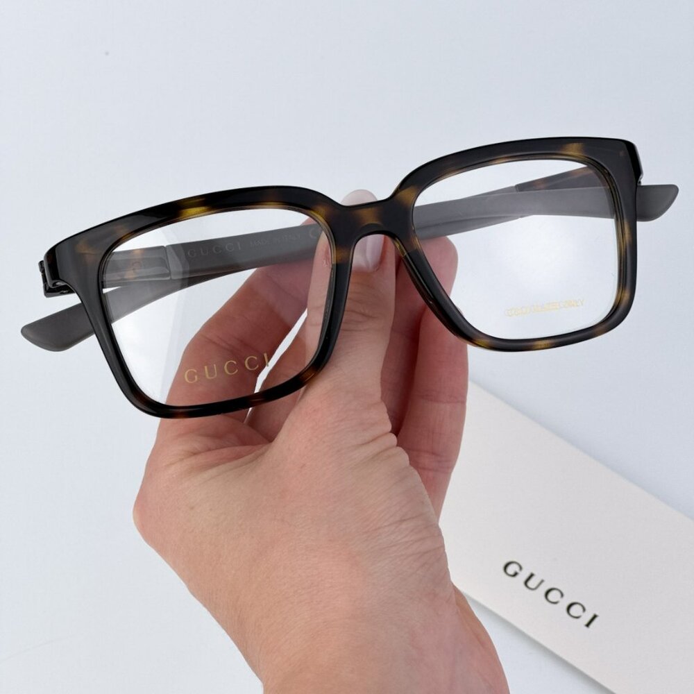 Gucci Gg1738o 002 Brand New Eyeglasses Havana Grey Unisex Square